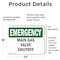 Signmission Main Gas Valve Shutoff, 24 in W x Rectangle, Vinyl Decal OS-2PACK-EM-D-1824-L-10400 - alternate 3